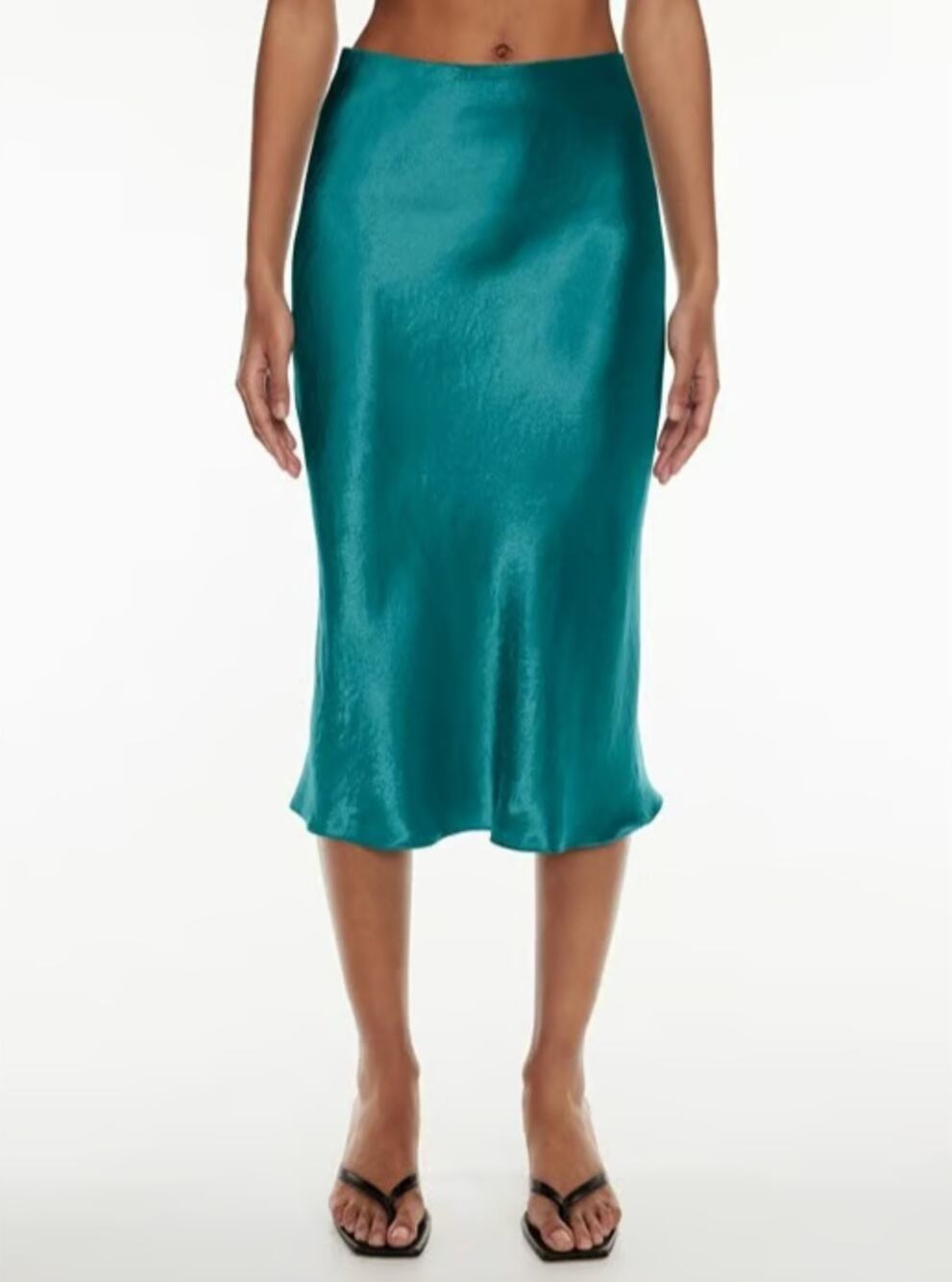 Babaton Aritzia Satin Slip Midi Skirt Emerald Green 4 Quiet Luxury Office Fall